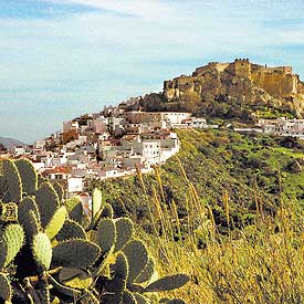 Las casas blancas de Salobreña escalan hacia la fortaleza, de origen fenicio.