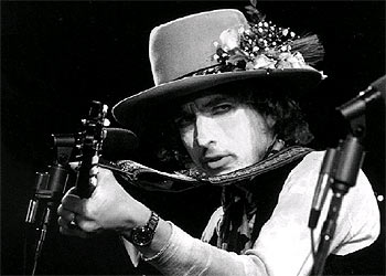 Bob Dylan, durante la gira  Rolling Thunder Revue  en 1975.