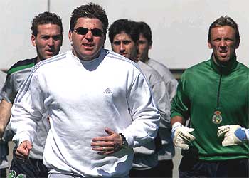 Piterman, al frente del entrenamiento del Racing en Palamós el pasado martes.