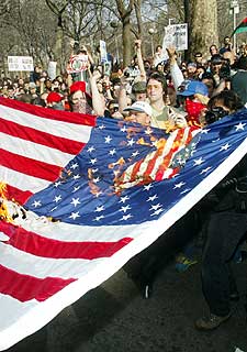 Manifestación contra la guerra  en Nueva York.