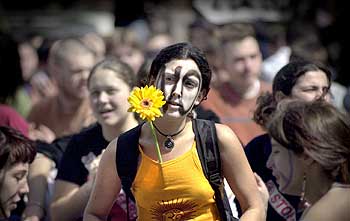 Manifestante pacifista.