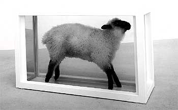 El famoso cuadro de Damien Hirst,  Away from the flock  (Alejada del rebaño), 1994.