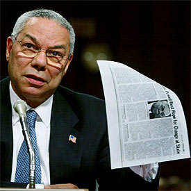 Colin Powell, durante su intervención ayer en el Senado de EE UU.rnrn REUTERS