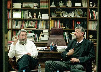 Cándido Méndez y José María Fidalgo durante la entrevista en la sede de UGT. rnrn MIGUEL GENER