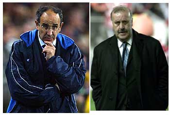 Javier Irureta, a la izquierda. Vicente del Bosque.