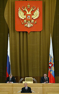 Vladímir Putin, durante su discurso sobre el estado de la nación.