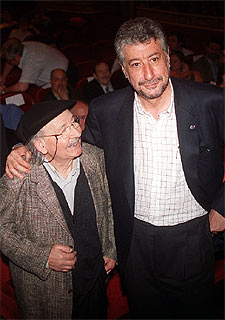 El escultor Agustín Ibarrola, con el sindicalista José María Fidalgo.