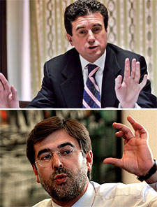 Jaume Matas (arriba) relevará a Francesc Antich (abajo) en  Baleares. rnrn TOLO RAMON