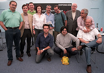 De izquierda a derecha y arriba, Manuel Rico, Fernando Royuela, Luis G. Martín, Clara Sánchez, Jorge Eduardo Benavides, Juantxu Herguera, José Luis Borau y Juan Cruz. Abajo, Eduardo Verdú, Fernando Iwasaki y Daniel Samper. rnrn BERNARDO PÉREZ