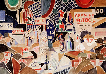 El cuadro  Kiosko de Canaletas  (1918), de Rafael Barradas (MALBA. Colección Costantini, Buenos Aires).