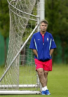 Hiddink, durante un entrenamiento de Corea el pasado Mundial.