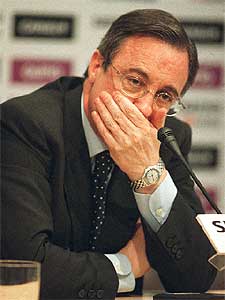 Florentino Pérez, el presidente del Madrid, durante su conferencia de prensa de ayer.
