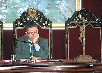 El alcalde Alberto Ruiz-Gallardón, en el Ayuntamiento de Madrid.