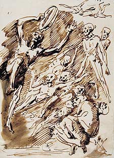 El dibujo  La bruja del pandero,  de Leonardo Alenza (Museo del Prado).