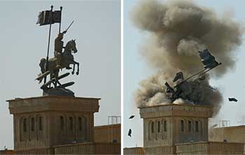 LA ESTATUA DE SADAM CAE EN SU FEUDO DE TIKRIT.