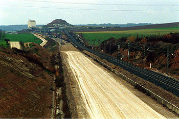 Obras del AVE en la provincia de Lleida en febrero de 2001.