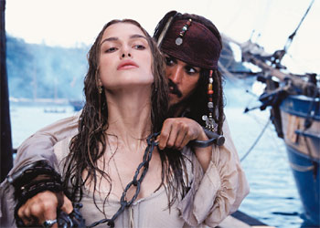 Keira Knightley y Johnny Depp, en una imagen de  Los piratas del Caribe .