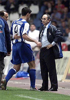 Irureta y Tristán durante el polémico cambio del miércoles.