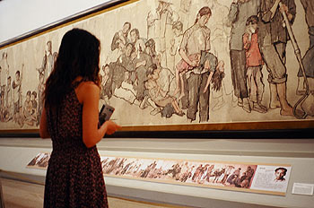 Una de las salas del Museo de Arte de China, en la que se muestra la exposición  Cien años de Bellas Artes. 