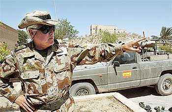 El general Martínez-Isidoro,  número dos  de la División Multinacional en Irak, ayer, en Campamento Babilonia.