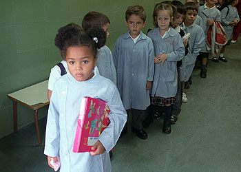 Alumnos de un colegio de Madrid el pasado 15 de septiembre, al inicio del presente curso académico.