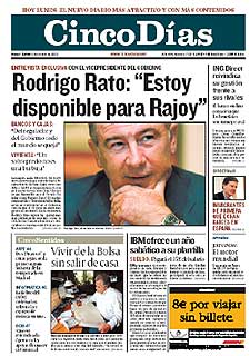 Portada de hoy del diario  Cinco Días. 