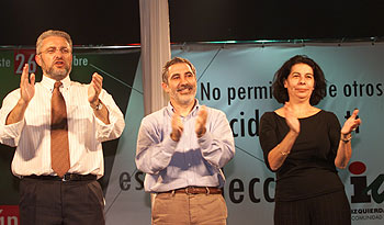 De izquierda a derecha, Fausto Fernández, Gaspar Llamazares e Inés Sabanés.