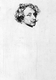  Autorretrato  de Van Dyck, hacia 1630, aguafuerte en primer estado.