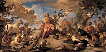El cuadro  Orfeo tocando entre los animales , de Luca Giordano, hacia 1697 (Patrimonio Nacional).
