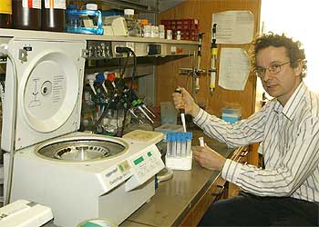 Roderick MacKinnon, en su laboratorio de la Universidad Rockefeller en Nueva York