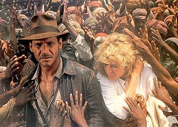 Harrison Ford y Kate Capshaw, en  Indiana Jones y el templo maldito. 