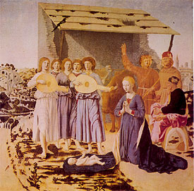 Detalle del cuadro 'Nacimiento', de Piero della Francesca.