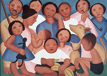 El cuadro  La familia,  de Tarsila do Amaral.