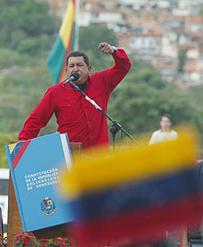 El presidente venezolano Hugo Chávez, en un mitin celebrado el viernes en Caracas.