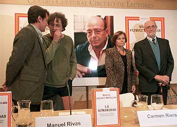 De izquierda a derecha, Antonio Gutiérrez, Manuel Rivas, Carme Riera y José Luis Sampedro.