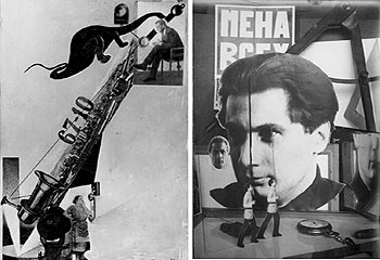 Fotomontaje 'Balada de la cárcel de Reading', 1923. A la derecha, 'Mena Veskh (cambio de todo el mundo)', 1924.