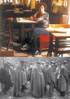 Arriba, Icíar Bollaín, directora de la película  Te doy mis   ojos,  fotografiada en un café del barrio madrileño de Lavapiés el pasado verano. Debajo, una imagen del rodaje en Girona de  Soldados de Salamina,  filme de David Trueba basado en la novela del mismo título de Javier Cercas. rnrn CRISTÓBAL MANUEL rnrn JORDI SOCIAS