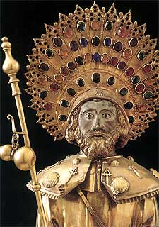 Detalle de  Santiago peregrino del arzobispo don Álvaro de Isorna,  de Marino (1445).