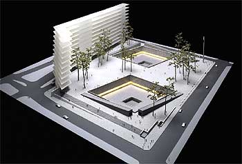 Maqueta de Michael Arad, elegida entre 5.201 diseños como homenaje de Nueva York a las víctimas del 11-S.