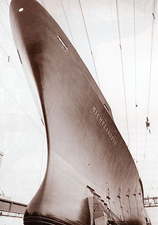 Uno de los transatlánticos cuya  reconstrucción  podrá verse en la exposición de Génova.