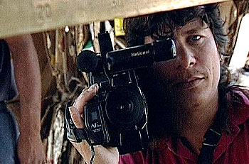 El Carca, durante el rodaje de  Cartoneros de Villa Itatí,  de Eduardo Mignogna.