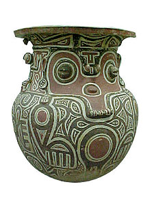  Urna amazónica Marajoara , cerámica (Brasil).