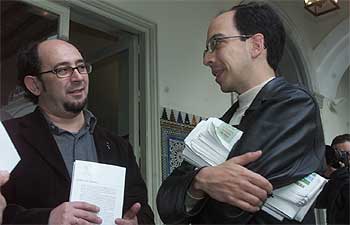 Jorge Volpi (a la derecha) y Adolfo García Ortega, en la presentación de  Palabra de América. 