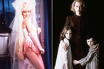 Fotogramas de  Los otros  (a la derecha) y de  ¿Qué he hecho yo para merecer esto? 