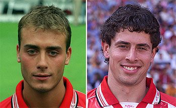 Los jugadores del Athletic Yeste (izquierda) y Del Horno.