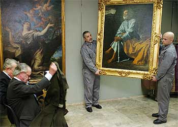 Un momento de la subasta ayer del cuadro  Las lágrimas de san Pedro,  de Velázquez (1617-1619).