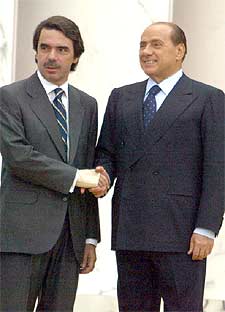 José María Aznar y Silvio Berlusconi, el pasado octubre en Roma.