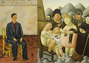  Self-portrait with cropped hair  (1940), de Frida Kahlo (a la izquierda), y  La familia presidencial  (1967), de Fernando Botero.