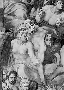 CALIGRAFÍA ÚNICA. Los británicos Turner y Joannides describen en su investigación el estudio del hombro derecho de un hombre y su traslado a una de las figuras de  El Juicio Final  de la Capilla Sixtina.