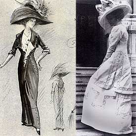 Boceto de Piero Tosi para  Muerte en Venecia,  y Nora Ricci con uno de sus trajes.